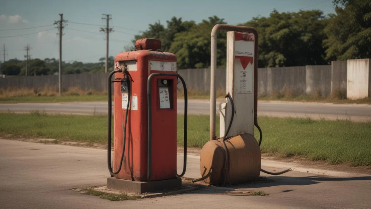 Bombas de combustível de um posto de gasolina à beira da estrada