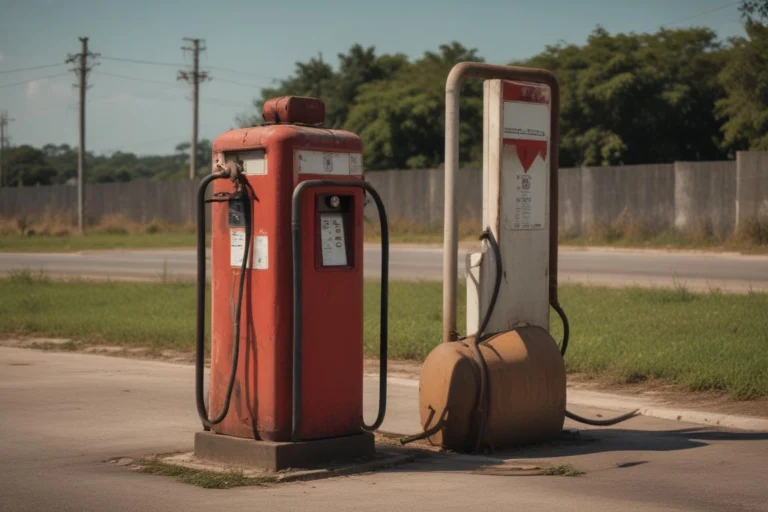 Bombas de combustível de um posto de gasolina à beira da estrada