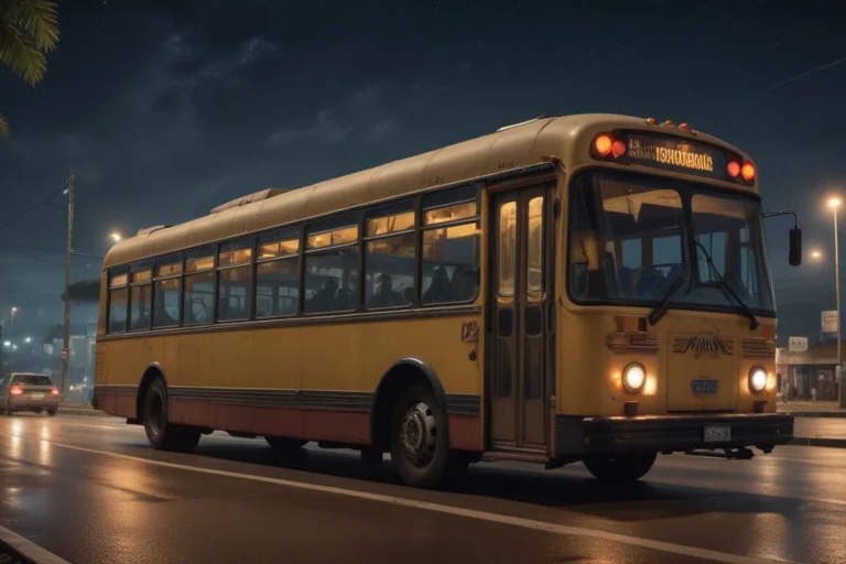 Ônibus com bagageiro aberto, mala cinza e cão farejador durante fiscalização noturna em rodovia na região de Caçapava.