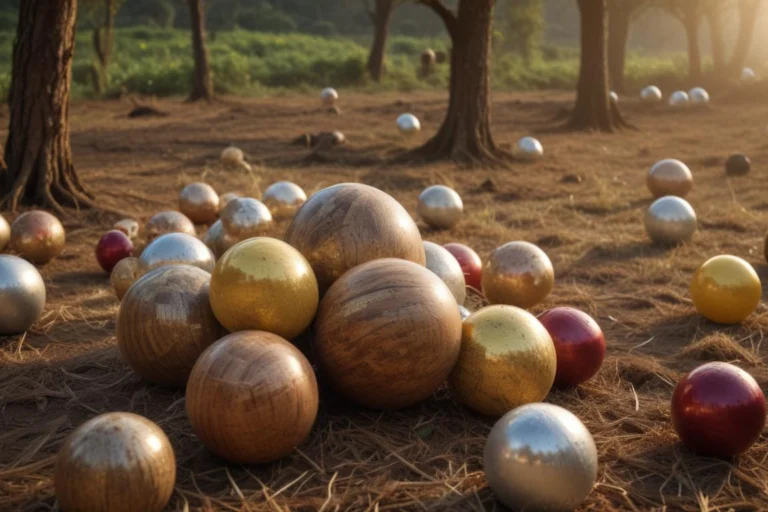 Bolas numeradas de sorteio reunidas sobre uma superfície de madeira, em fotografia de close