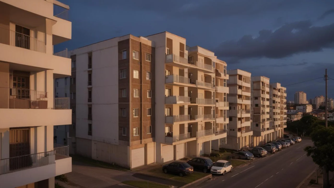 Rua residencial com edifícios e árvores em Campinas ao fim da tarde