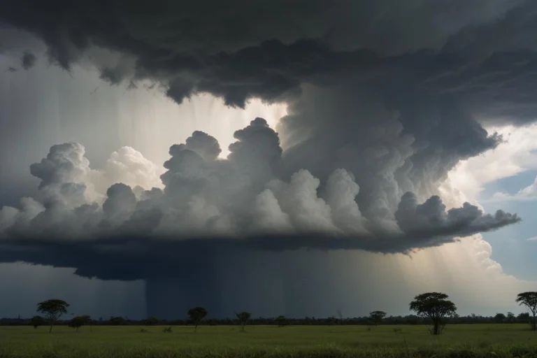 Nuvens escuras de tempestade carregadas sobre a região de Campinas à tarde