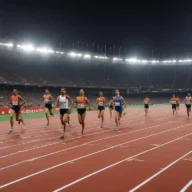 Uma área de treinamento de atletismo, com disco, dardo e peso junto à pista em uma manhã no interior paulista.