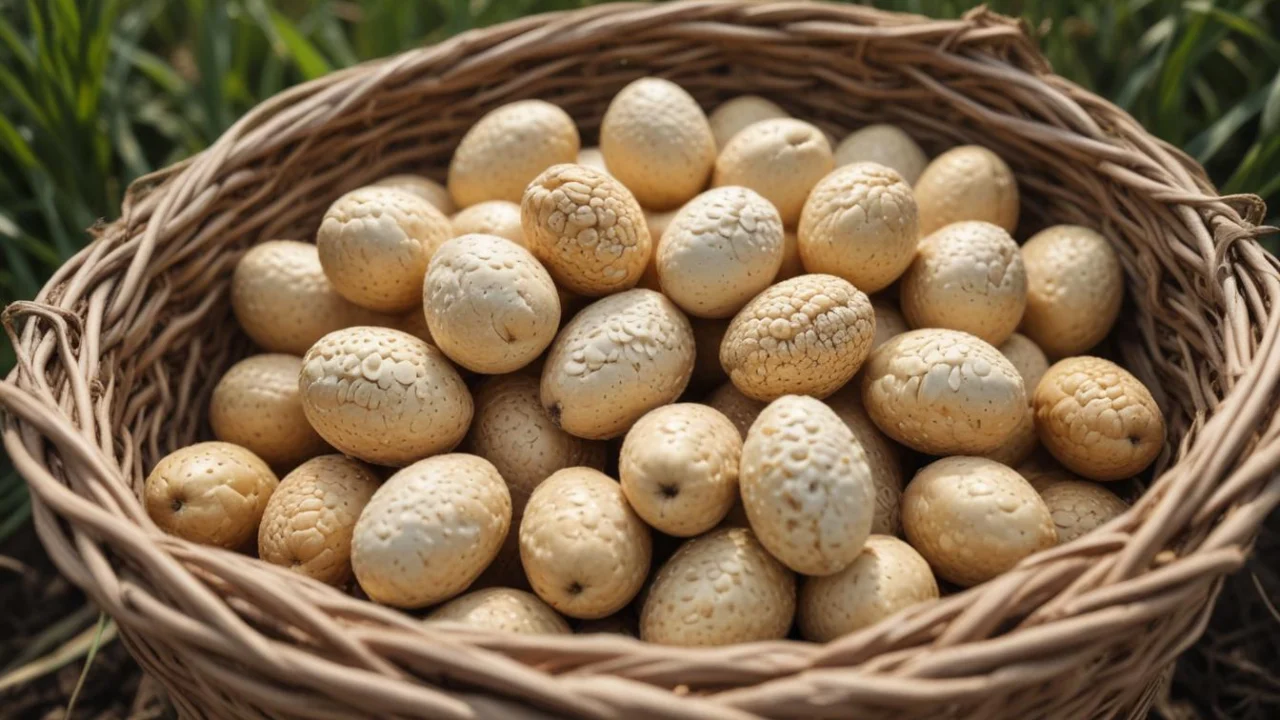 Cesta de vime cheia de alimentos vista em detalhe