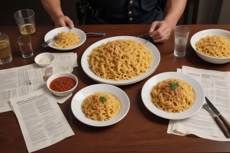 Mesa de investigação com pastas e lupa diante de paisagem urbana genérica de Franco da Rocha ao amanhecer
